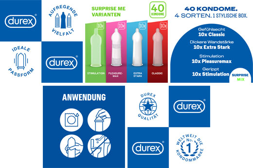 DUREX Kondómy Surprise me mix v krabičke, 40 ks