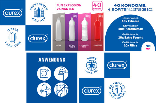 DUREX Kondómy Fun Explosion mix 4 typov, 40 ks