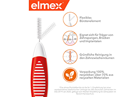 ELMEX medzizubné kefky ISO veľkosť 2 0,5 mm červená, 8 ks