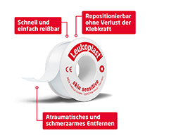 LEUKOPLAST Skin Sensitive 1,25 cmx2,6 m w.protective ring, 1 ks