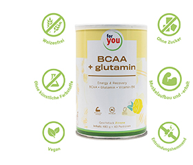FOR YOU BCAA+glutamín Energy & Recovery Lemon, 480 g