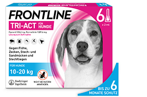 FRONTLINE Roztok Tri-Act na nakvapkanie psom 10-20 kg, 6 ks