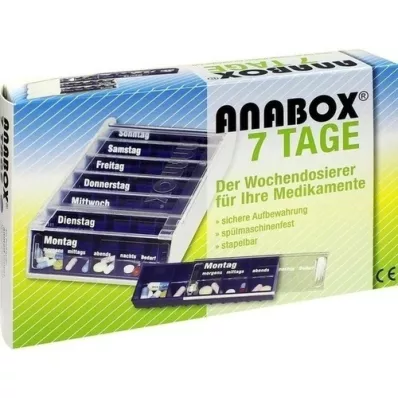 ANABOX 7-dňový týždenný dávkovač modrý, 1 ks