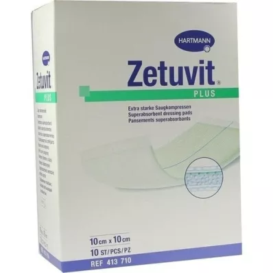 ZETUVIT Plus extra silný absorpčný sterilný kompres 10x10 cm, 10 ks