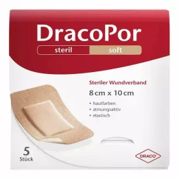 DRACOPOR Obväz na rany 8x10 cm sterilný vo farbe kože, 5 ks