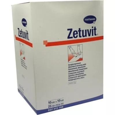 ZETUVIT Odsávacie kompresy sterilné 10x10 cm, 25 ks