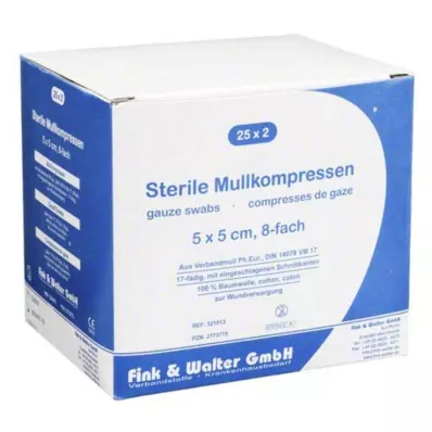 MULLKOMPRESSEN 5x5 cm sterilné 8-násobné, 25X2 ks MULLKOMPRESSEN 5x5 cm sterilné 8-násobné, 25X2 ks
