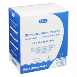 MULLKOMPRESSEN 10x10 cm sterilné 8-násobné, 25X2 ks