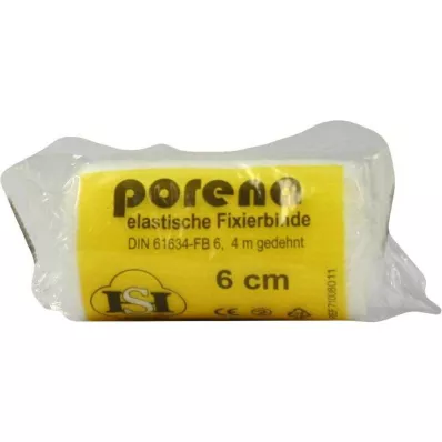 PORENA Elastický gázový obväz 6 cm biely s celofánom, 1 ks