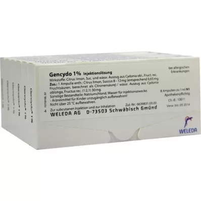 GENCYDO 1% injekčný roztok, 48X1 ml