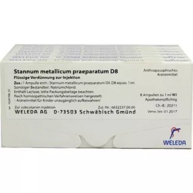 STANNUM METALLICUM praeparatum D 8 ampuliek, 48X1 ml STANNUM METALLICUM praeparatum D 8 ampuliek, 48X1 ml