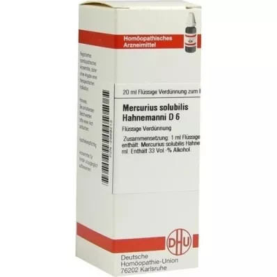 MERCURIUS SOLUBILIS Hahnemanni D 6 Riedenie, 20 ml
