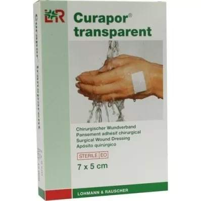 CURAPOR Sterilný transparentný obväz na rany 5x7 cm, 5 ks