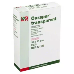 CURAPOR Obväz na rany sterilný transparentný 10x15 cm, 25 ks