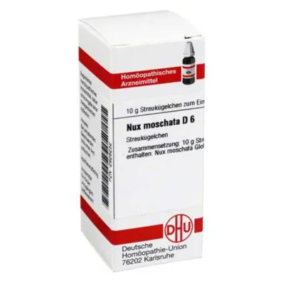 NUX MOSCHATA D 6 guľôčok, 10 g NUX MOSCHATA D 6 guľôčok, 10 g