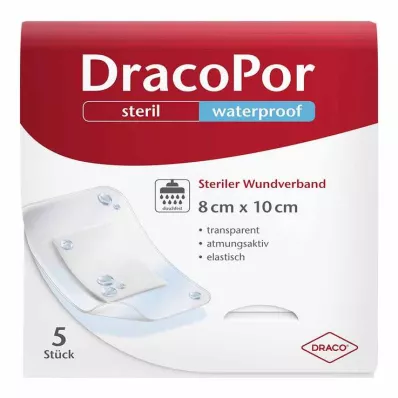 DRACOPOR vodotesný obväz na rany 8x10 cm sterilný, 5 ks