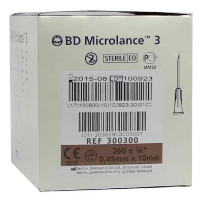 BD MICROLANCE Kanyla 26 G 3/8 0,45x10 mm, 100 ks