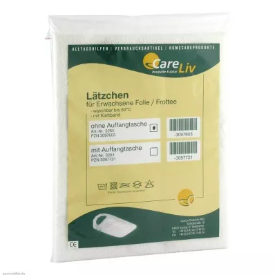 LÄTZCHEN Erw.Folie/Frottee biela so suchým zipsom, 1 ks