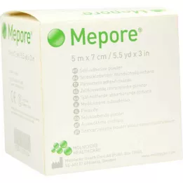 MEPORE Obväz na rany nesterilný 7 cmx5 m, 1 ks