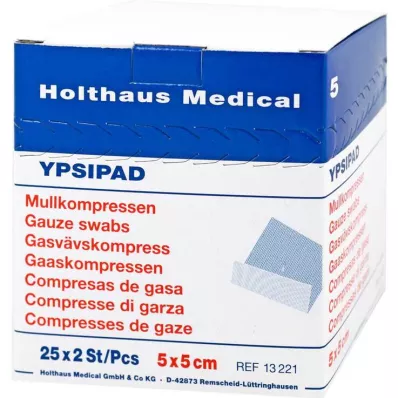 Gázové obklady Ypsipad 5x5 cm sterilné 8-násobné, 25x2 kusy