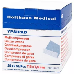 MULLKOMPRESSEN Ypsipad 7,5x7,5 cm sterilný 8 skladací, 25X2 ks
