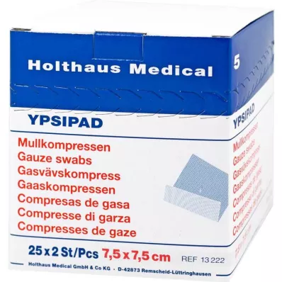 MULLKOMPRESSEN Ypsipad 7,5x7,5 cm sterilný 8 skladací, 25X2 ks