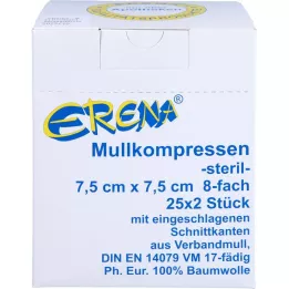 ERENA Gázový kompres 7,5x7,5 cm sterilný 8x, 25x2 ks