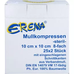 ERENA Gázový kompres 10x10 cm sterilný 8-násobný, 25X2 ks