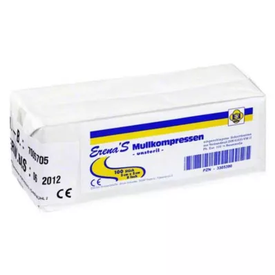 ERENA Gázový kompres 5x5 cm nesterilný 8x, 100 ks ERENA Gázový kompres 5x5 cm nesterilný 8x, 100 ks