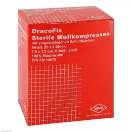 DRACOFIX PEEL Kompresy 7,5x7,5 cm sterilné 8-násobné, 25X2 ks