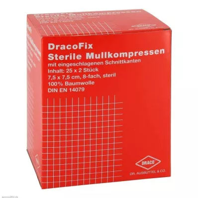 DRACOFIX PEEL Kompresy 7,5x7,5 cm sterilné 8-násobné, 25X2 ks DRACOFIX PEEL Kompresy 7,5x7,5 cm sterilné 8-násobné, 25X2 ks