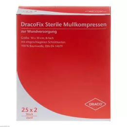 DRACOFIX PEEL Kompresy 10x10 cm sterilné 8-násobné, 25X2 ks