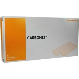 CARBONET Obväz na rany 10x20 cm bez zápachu s aktívnym uhlím, 10 ks