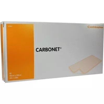 CARBONET Obväz na rany 10x20 cm bez zápachu s aktívnym uhlím, 10 ks