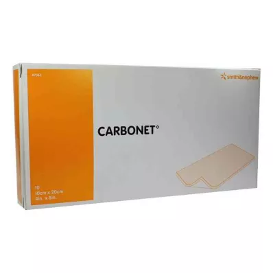 CARBONET Obväz na rany 10x20 cm bez zápachu s aktívnym uhlím, 10 ks