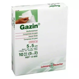 GAZIN Gáza 5x5 cm sterilná 8-násobná, 5x2 ks