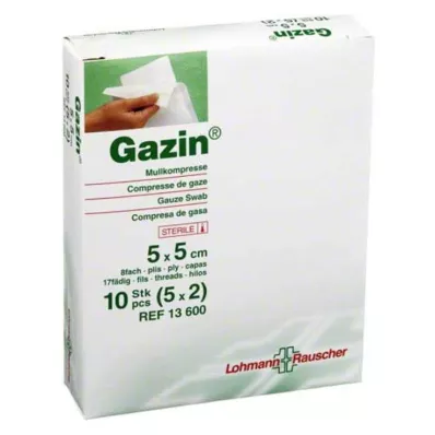 GAZIN Gáza 5x5 cm sterilná 8-násobná, 5x2 ks