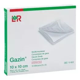 GAZIN Gáza 10x10 cm sterilná 8-násobná, 5X2 ks