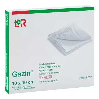 GAZIN Gáza 10x10 cm sterilná 8-násobná, 5X2 ks