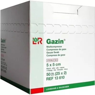 GAZIN Gáza 5x5 cm sterilná 8-násobná, 25X2 ks
