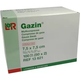 GAZIN Gáza komp. 7,5x7,5 cm sterilná 8-násobná, 50X2 ks