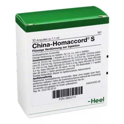 China Homaccord S ampulky, 10 ks China Homaccord S ampulky, 10 ks