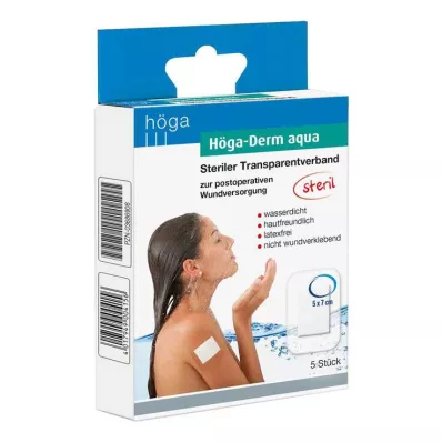 HÖGA-DERM aqua ste.transp.obväz.s.otvorom na rany.5x7 cm, 5 ks