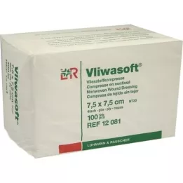 VLIWASOFT Kompresy z netkanej textílie 7,5x7,5 cm nesterilné 4l, 100 ks