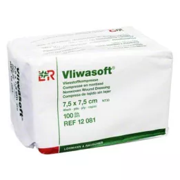 VLIWASOFT Kompresy z netkanej textílie 7,5x7,5 cm nesterilné 4l, 100 ks