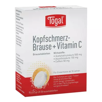 TOGAL Šumivé tablety proti bolesti hlavy + Vit.C, 20 kapsúl