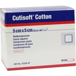 CUTISOFT Bavlna Compr.5x5 cm sterilná 12 záhybov, 25X2 ks