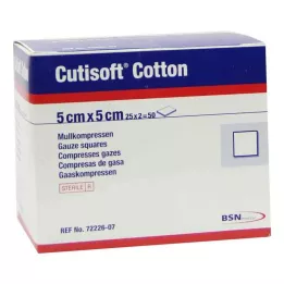 CUTISOFT Bavlna Compr.5x5 cm sterilná 12 záhybov, 25X2 ks