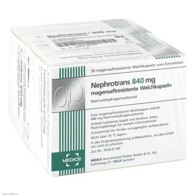 NEPHROTRANS 840 mg enterálne obalené kapsuly, 100 ks NEPHROTRANS 840 mg enterálne obalené kapsuly, 100 ks
