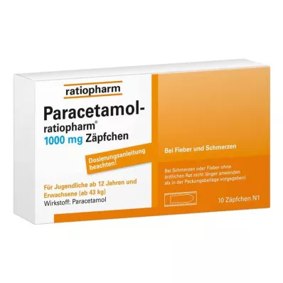 PARACETAMOL-ratiopharm 1 000 mg čapíky, 10 ks PARACETAMOL-ratiopharm 1 000 mg čapíky, 10 ks